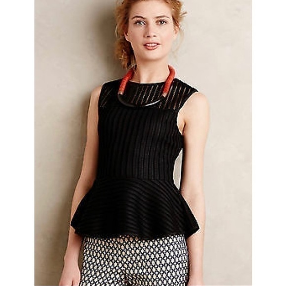Anthropologie HD in Paris Black Mesh Peplu… - Picture 2 of 11